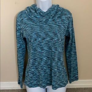 Columbia space dye ruched cowl neck hooded top